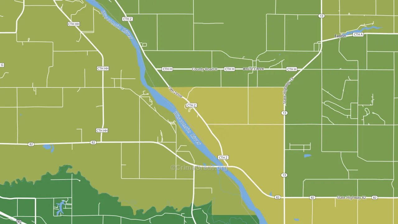 White Creek, WI Map of Vehicle Theft Rates