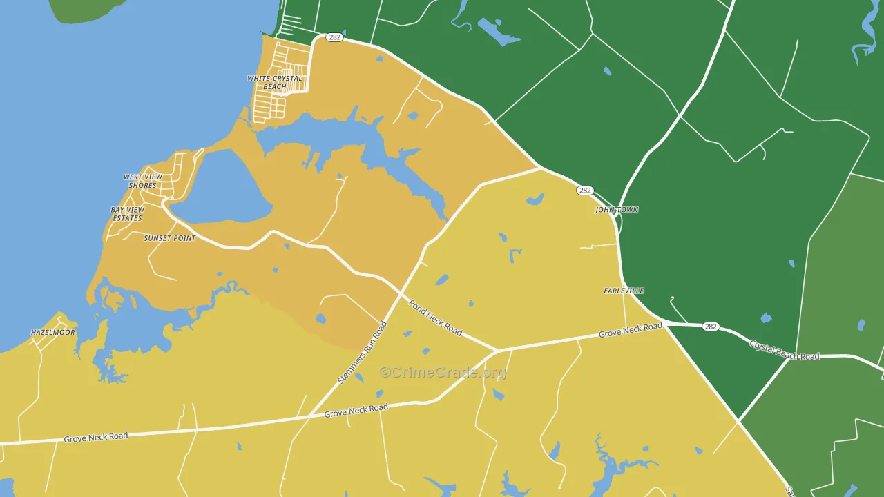 White Crystal Beach, MD Map of Vehicle Theft Rates