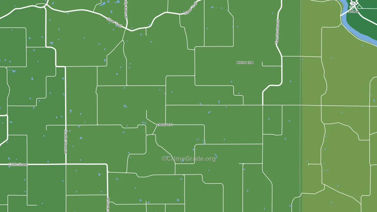 White Elm, IA Map of Vehicle Theft Rates