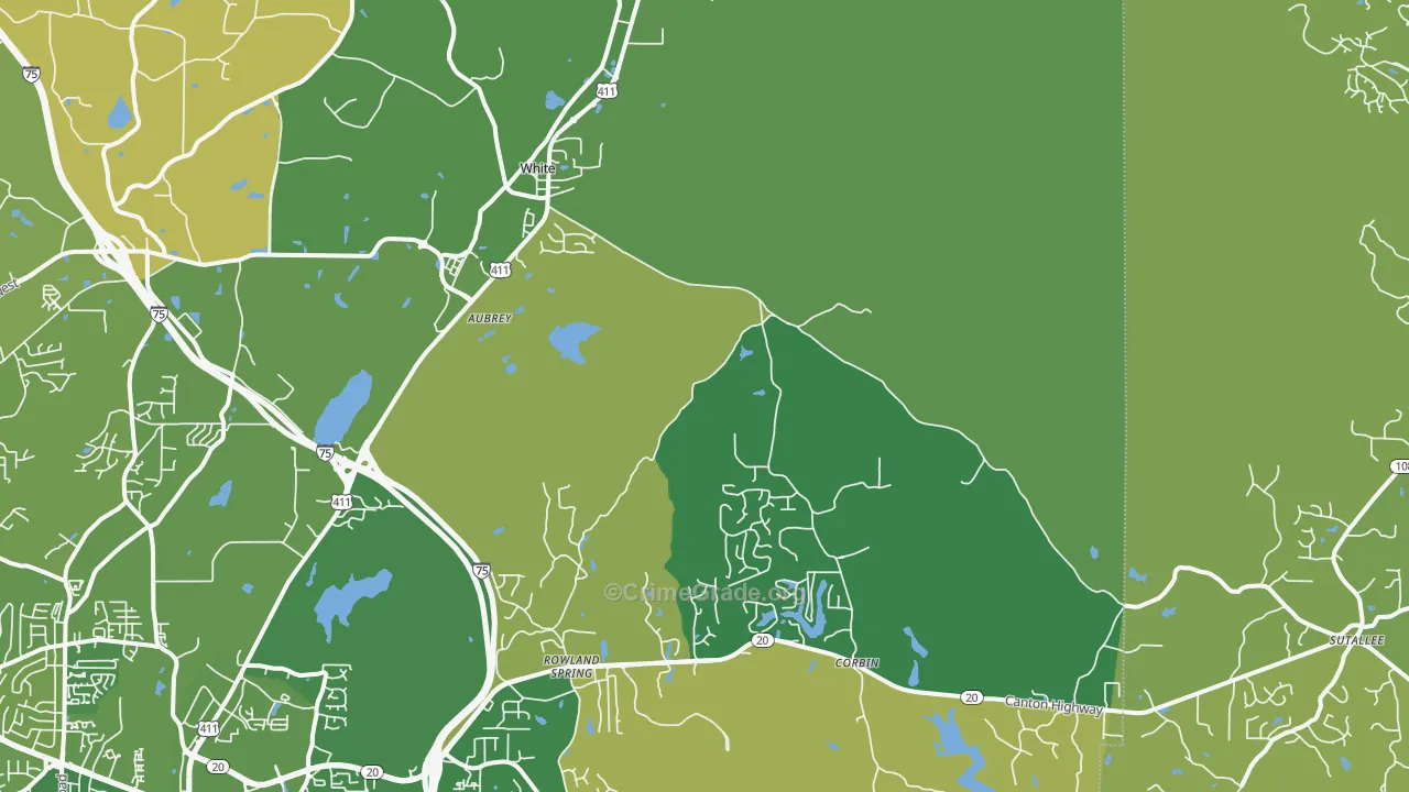White, GA Map of Vehicle Theft Rates