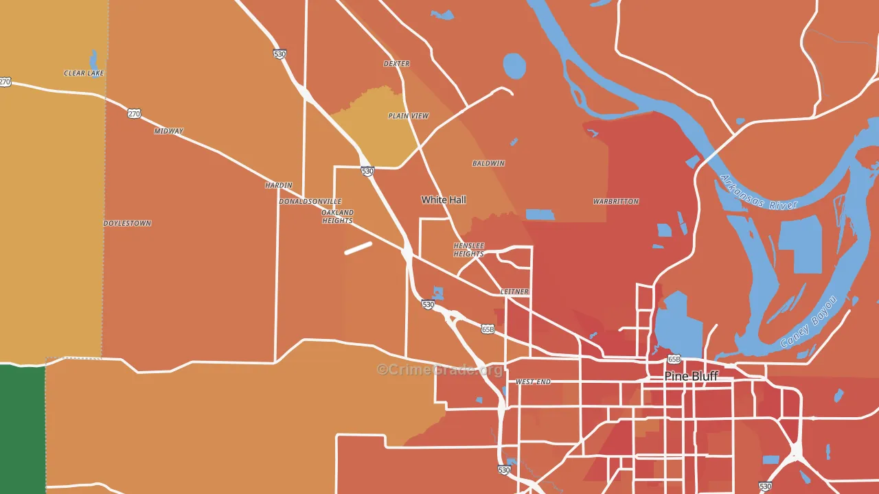 White Hall, AR Map of Vehicle Theft Rates