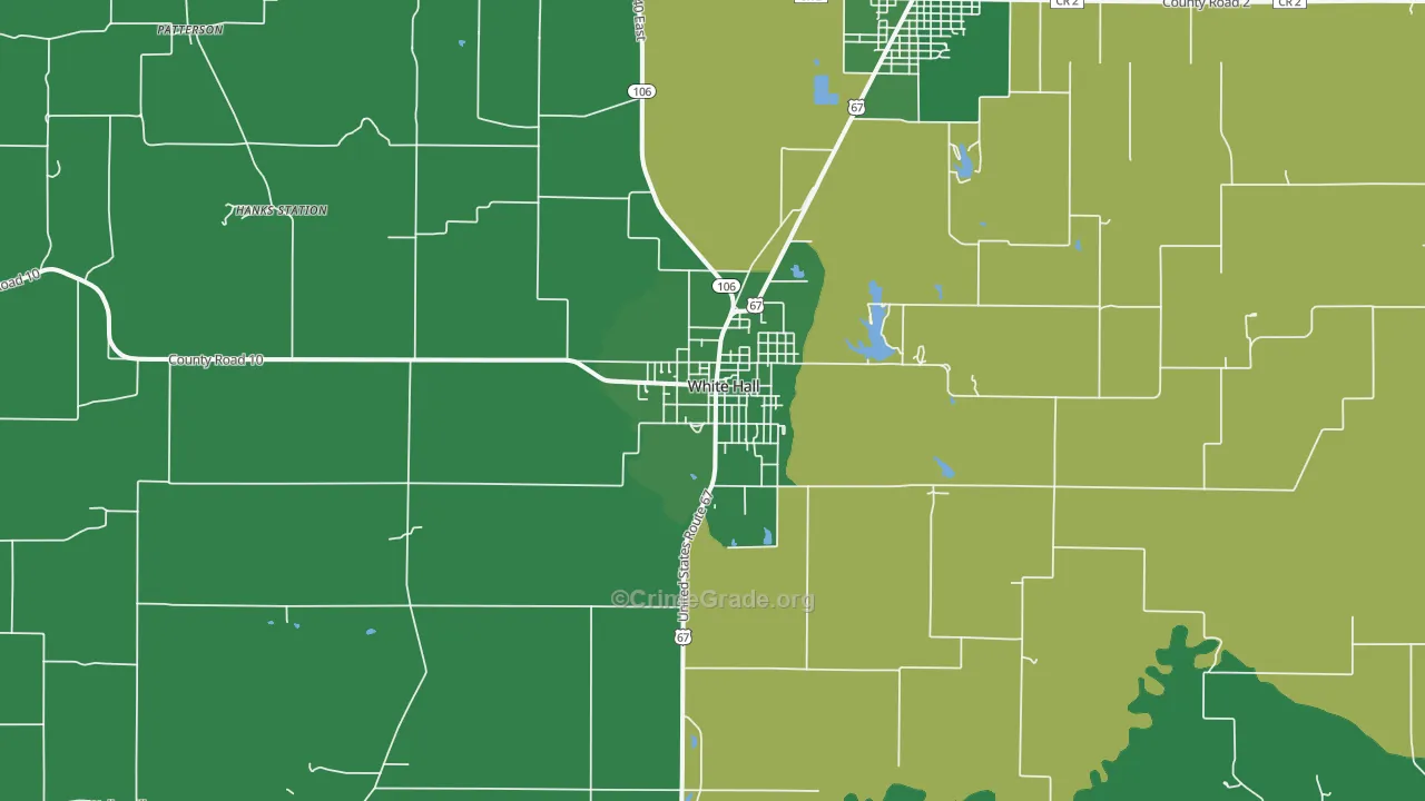 White Hall, IL Map of Vehicle Theft Rates