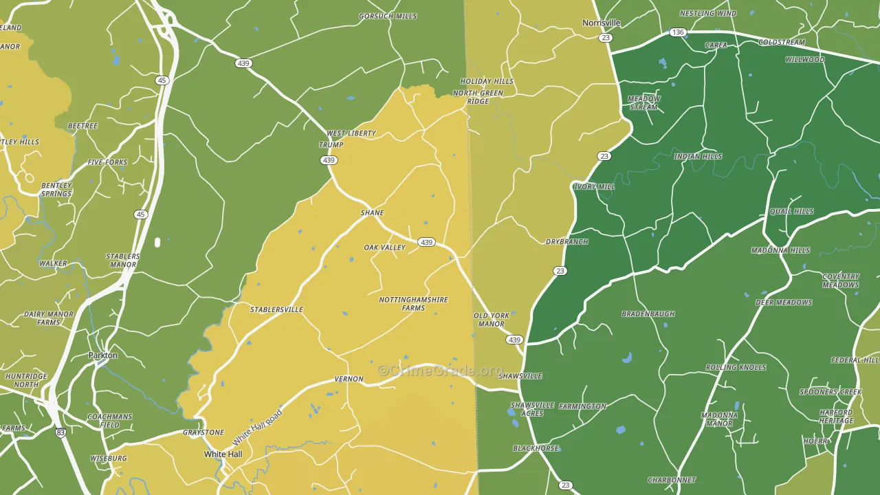 White Hall, MD Map of Vehicle Theft Rates