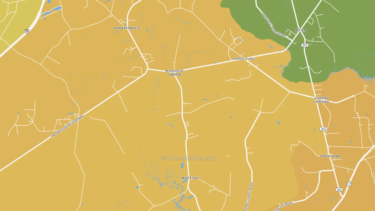 White Hall, SC Map of Vehicle Theft Rates