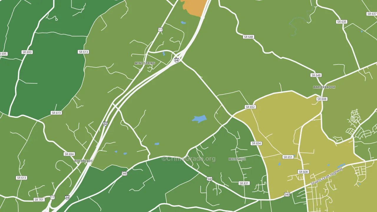 White Hill, VA Map of Vehicle Theft Rates