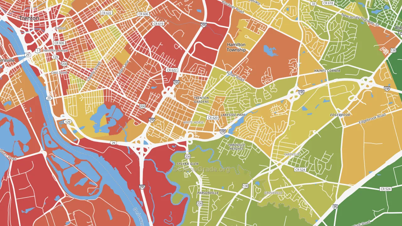 White Horse, NJ Map of Vehicle Theft Rates