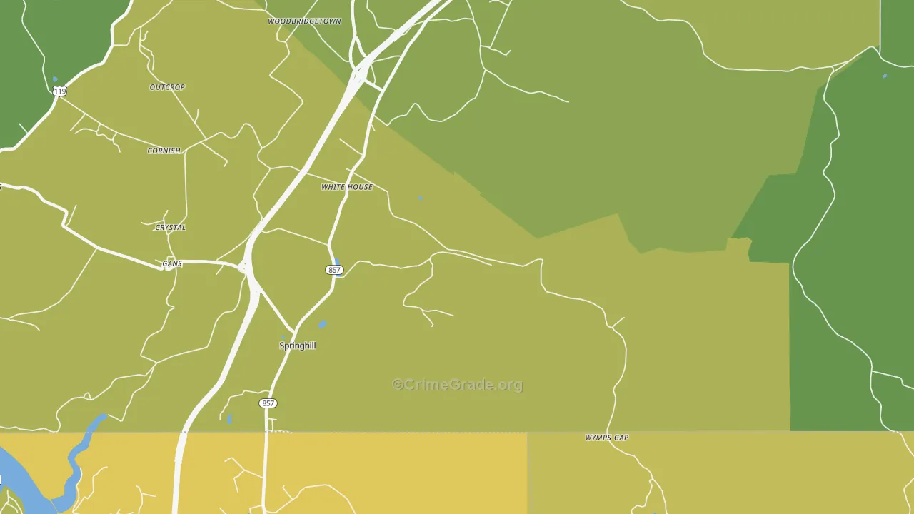 White House, PA Map of Vehicle Theft Rates