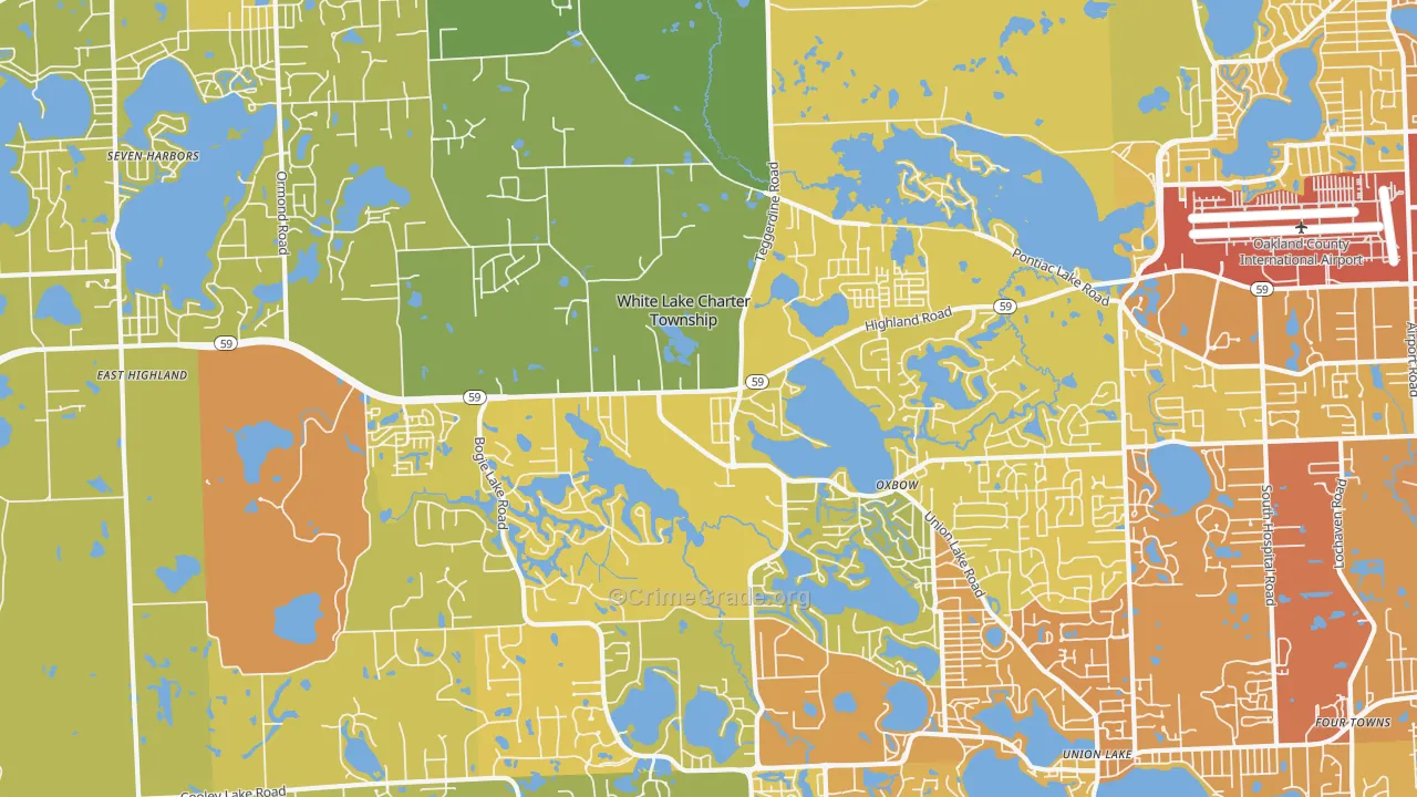 White Lake, MI Map of Vehicle Theft Rates