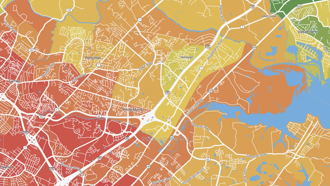 White Marsh, MD Map of Vehicle Theft Rates