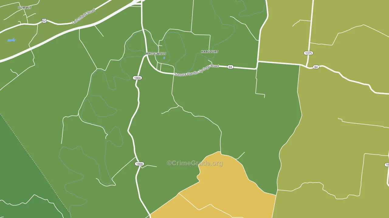 White Mills, KY Map of Vehicle Theft Rates