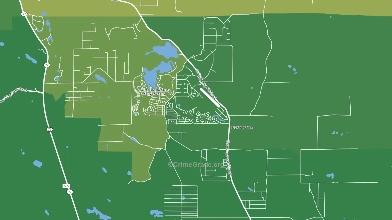 White Mountain Lake, AZ Map of Vehicle Theft Rates