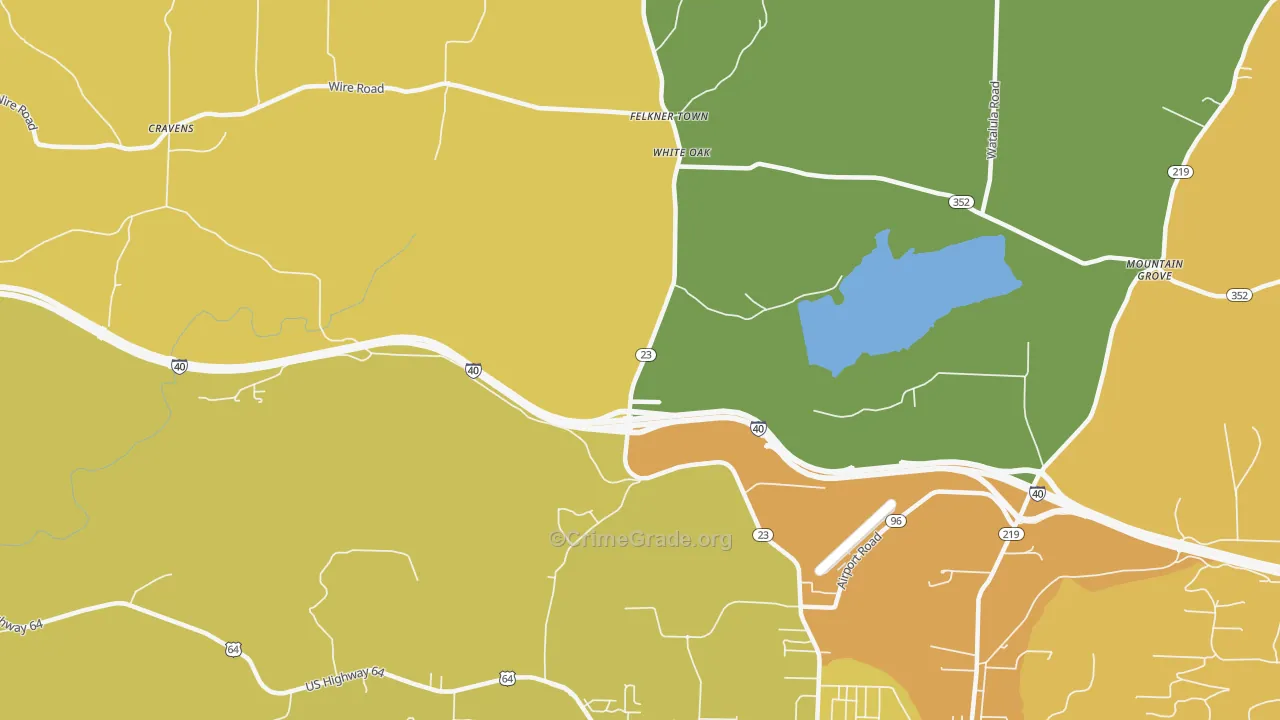 White Oak, AR Map of Vehicle Theft Rates