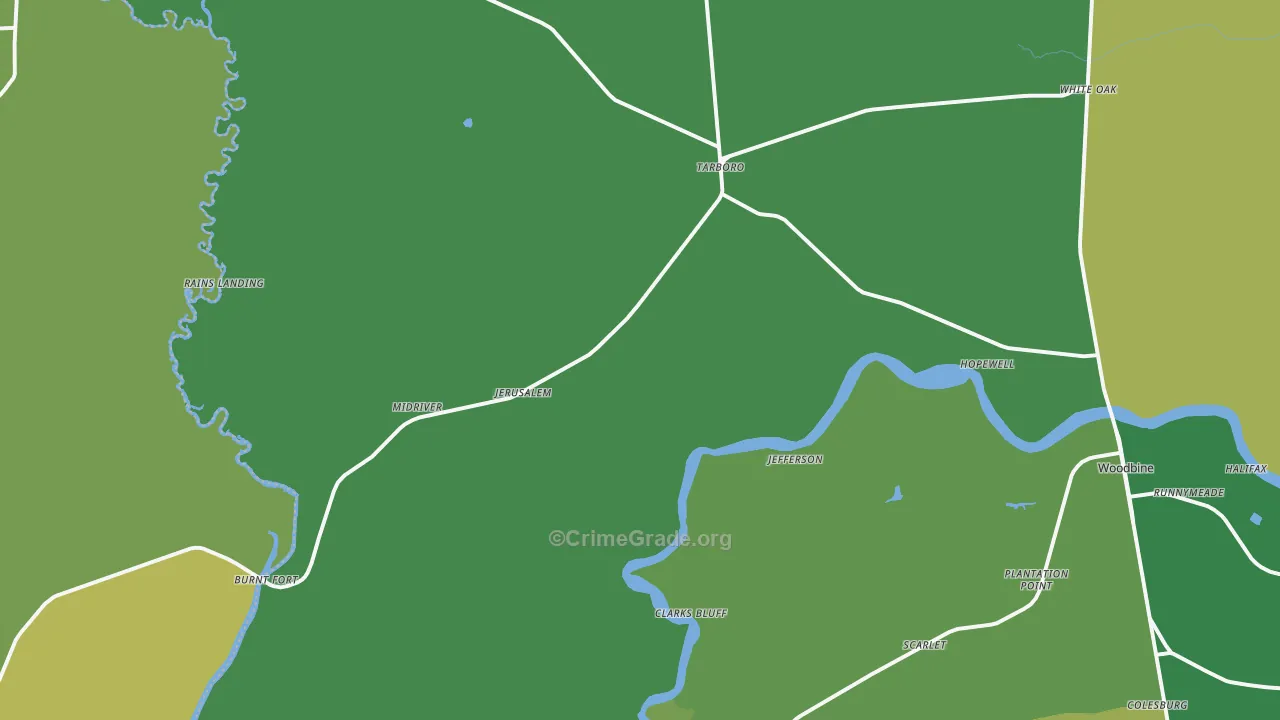 White Oak, GA Map of Vehicle Theft Rates