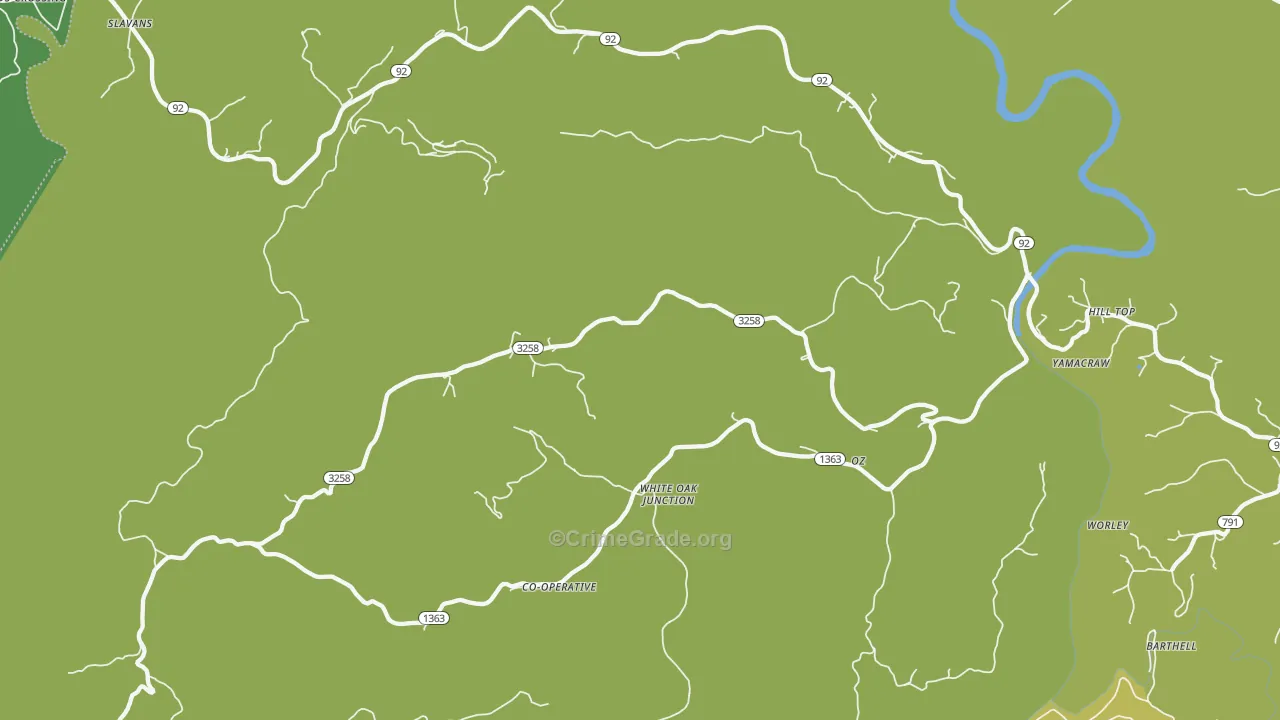 White Oak Junction, KY Map of Vehicle Theft Rates