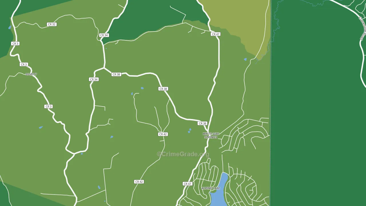White Oak Springs, WV Map of Vehicle Theft Rates