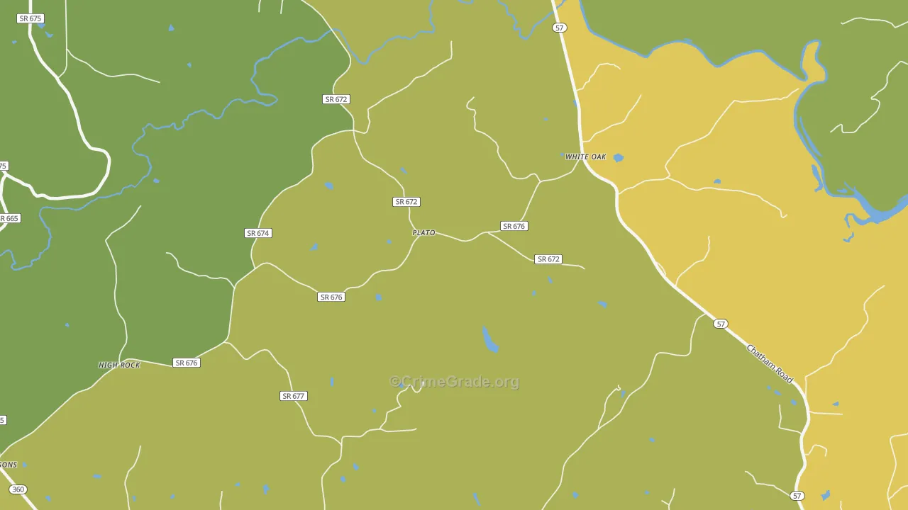 White Oak, VA Map of Vehicle Theft Rates