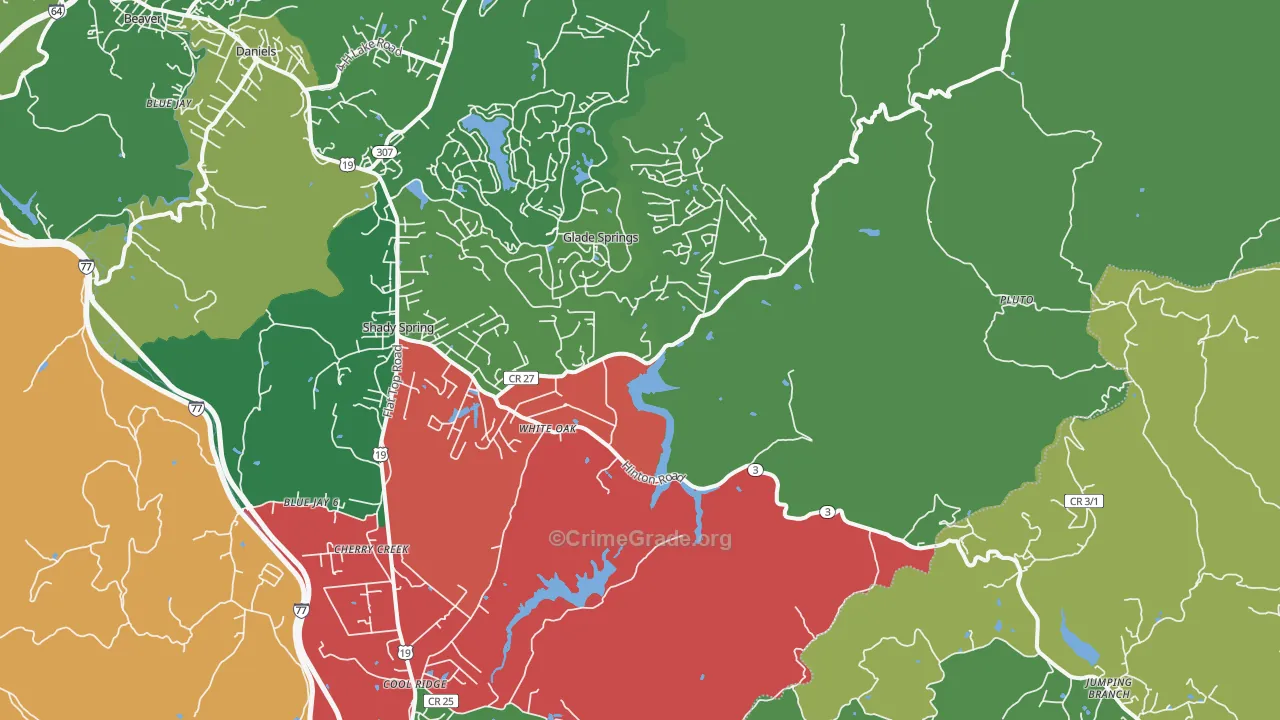 White Oak, WV Map of Vehicle Theft Rates