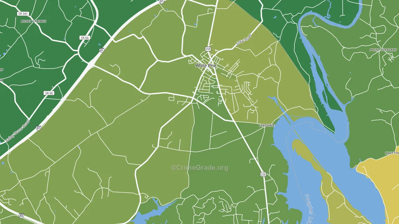 White Pine, TN Map of Vehicle Theft Rates