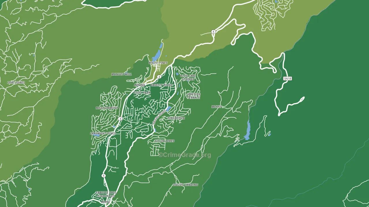 White Pines, CA Map of Vehicle Theft Rates