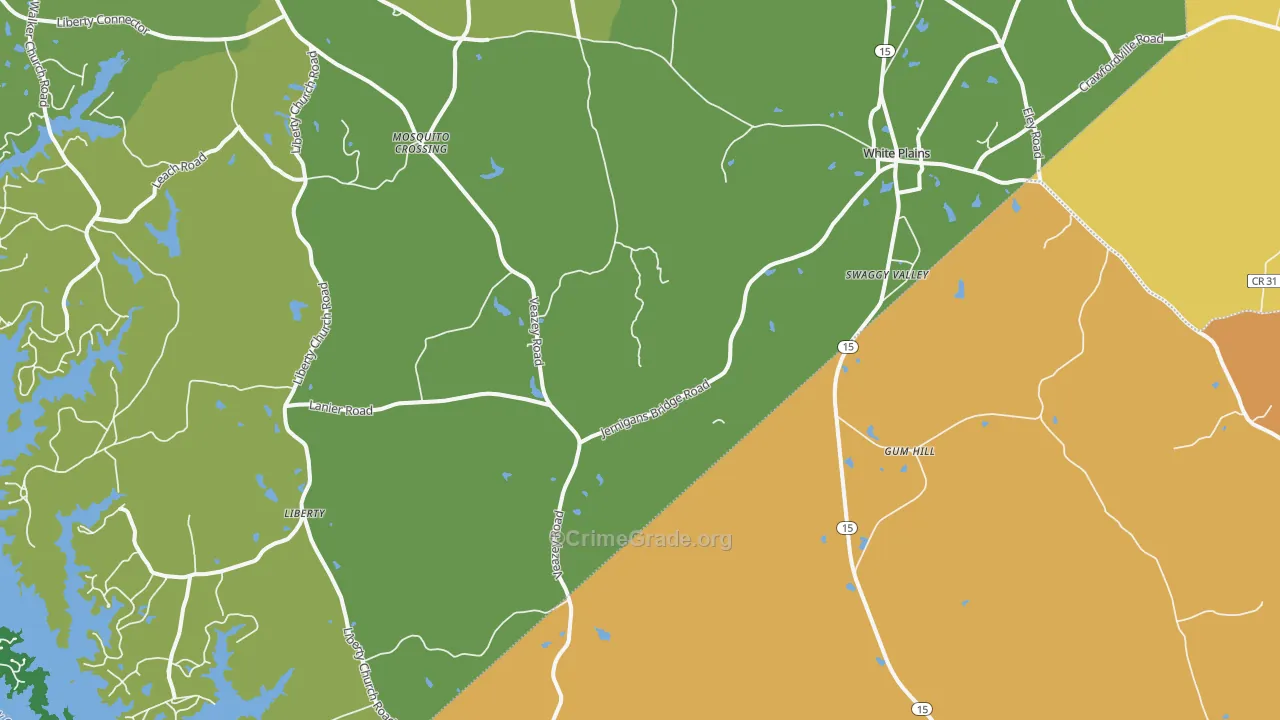 White Plains, GA Map of Vehicle Theft Rates