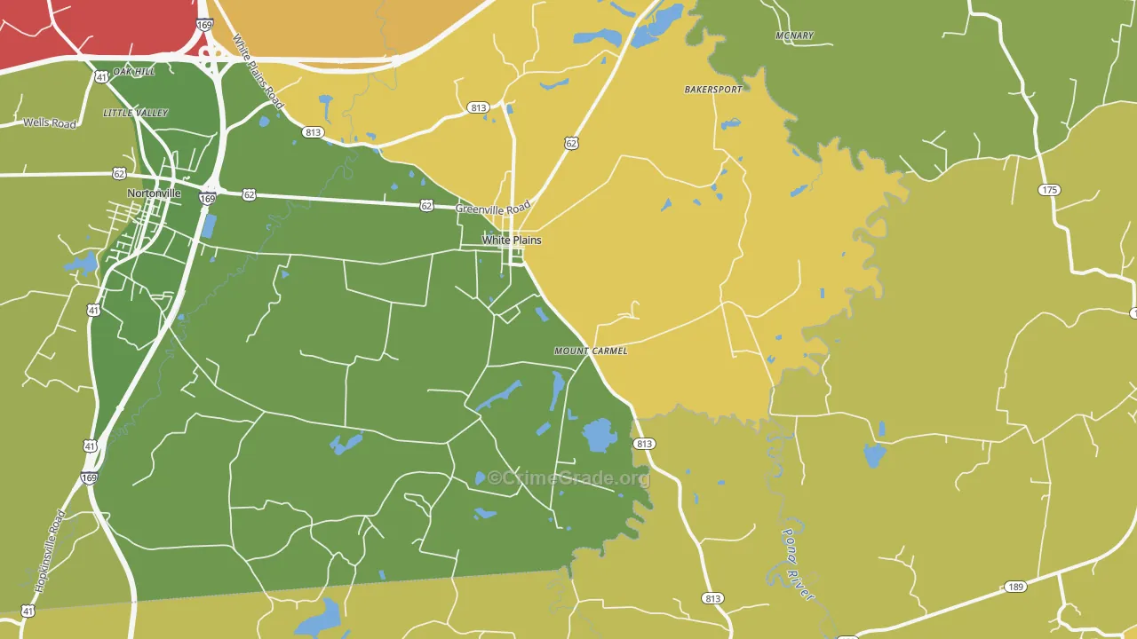 White Plains, KY Map of Vehicle Theft Rates