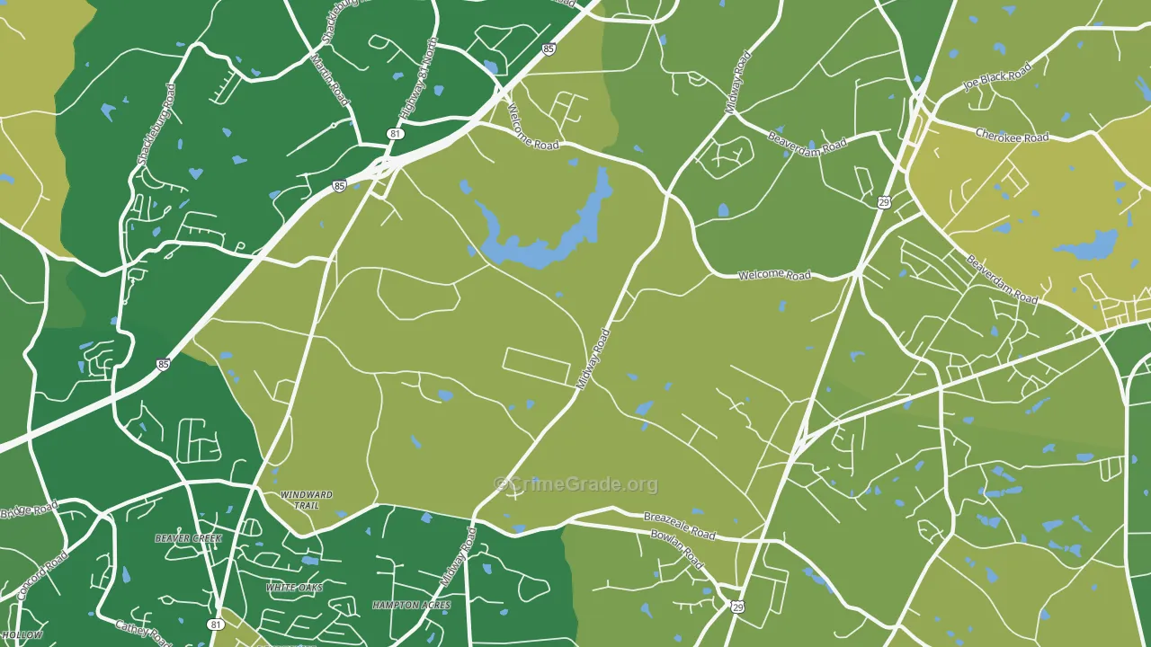 White Plains, SC Map of Vehicle Theft Rates