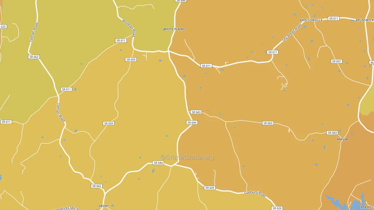 White Plains, VA Map of Vehicle Theft Rates