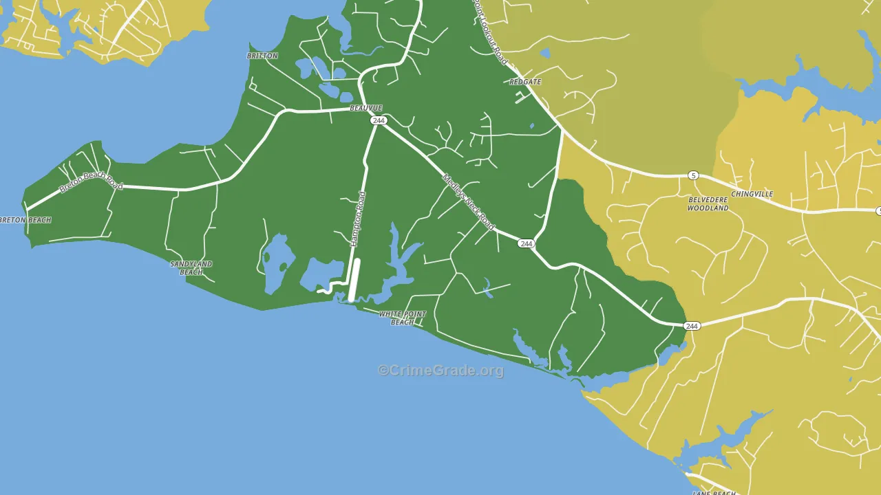 White Point Beach, MD Map of Vehicle Theft Rates