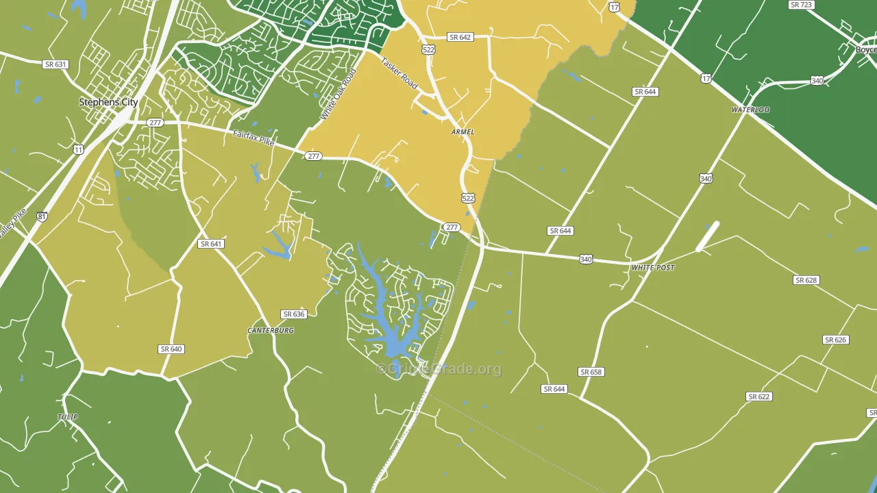 White Post, VA Map of Vehicle Theft Rates