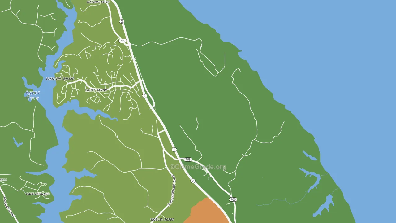 White Sands, MD Map of Vehicle Theft Rates