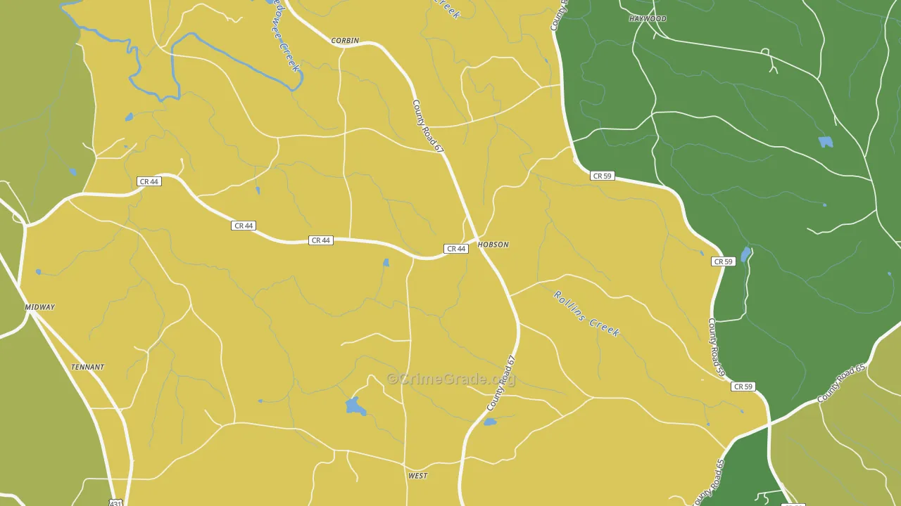 White Signboard Crossroad, AL Map of Vehicle Theft Rates