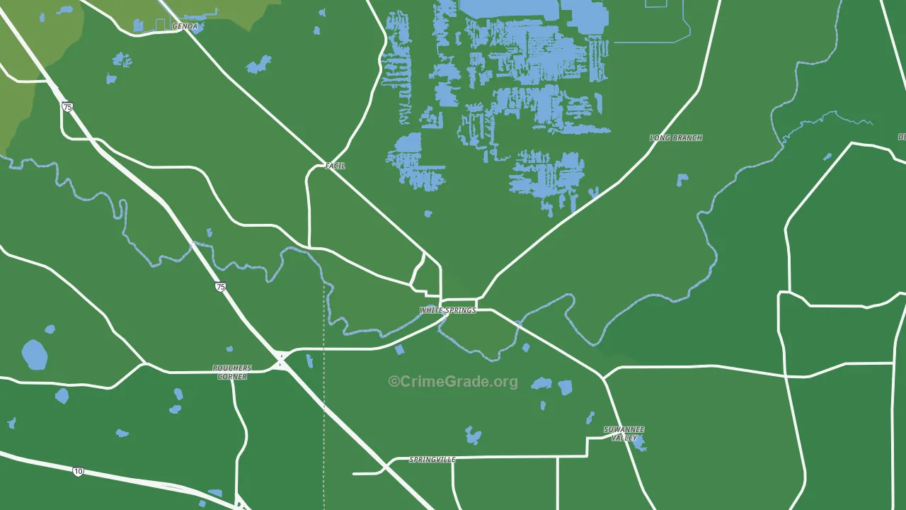 White Springs, FL Map of Vehicle Theft Rates