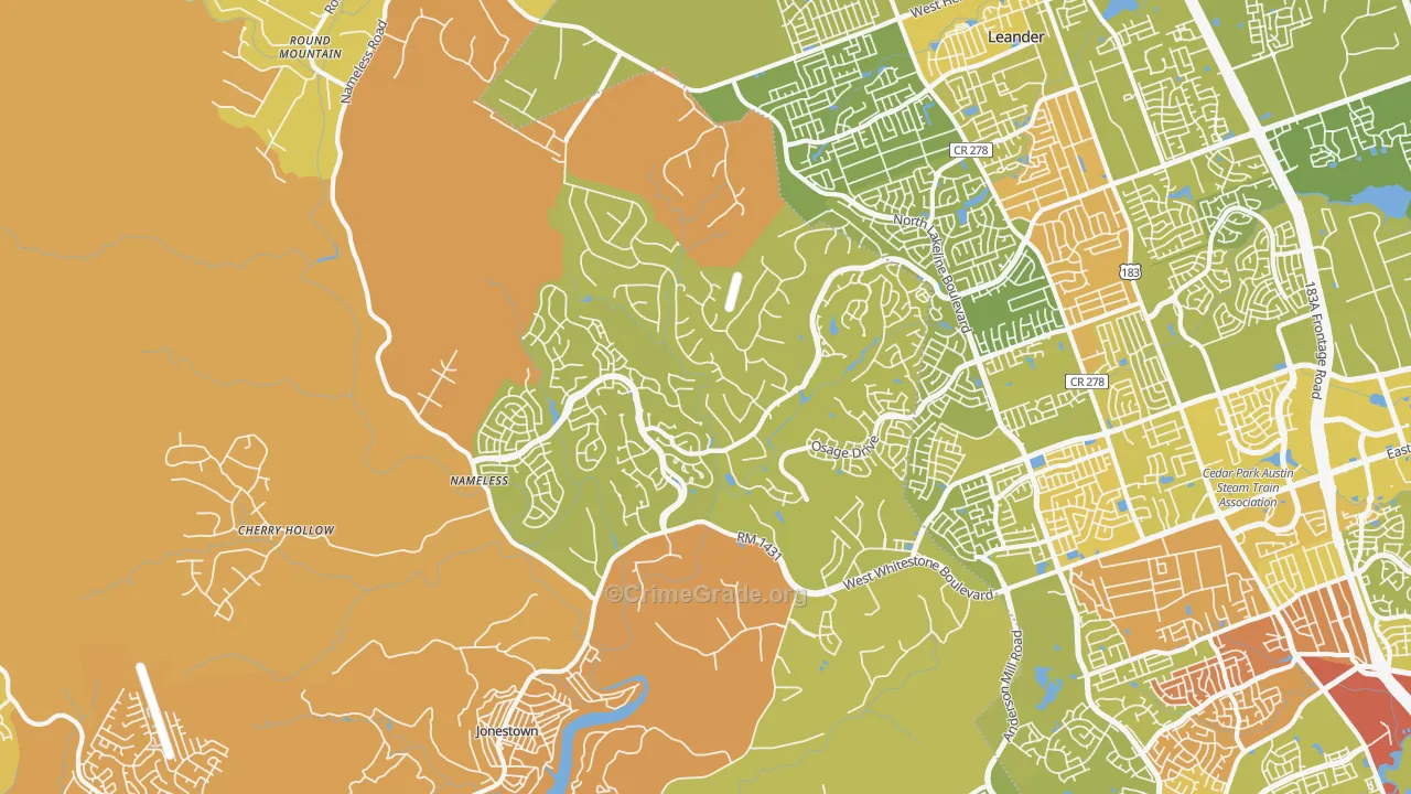 White Stone, TX Map of Vehicle Theft Rates