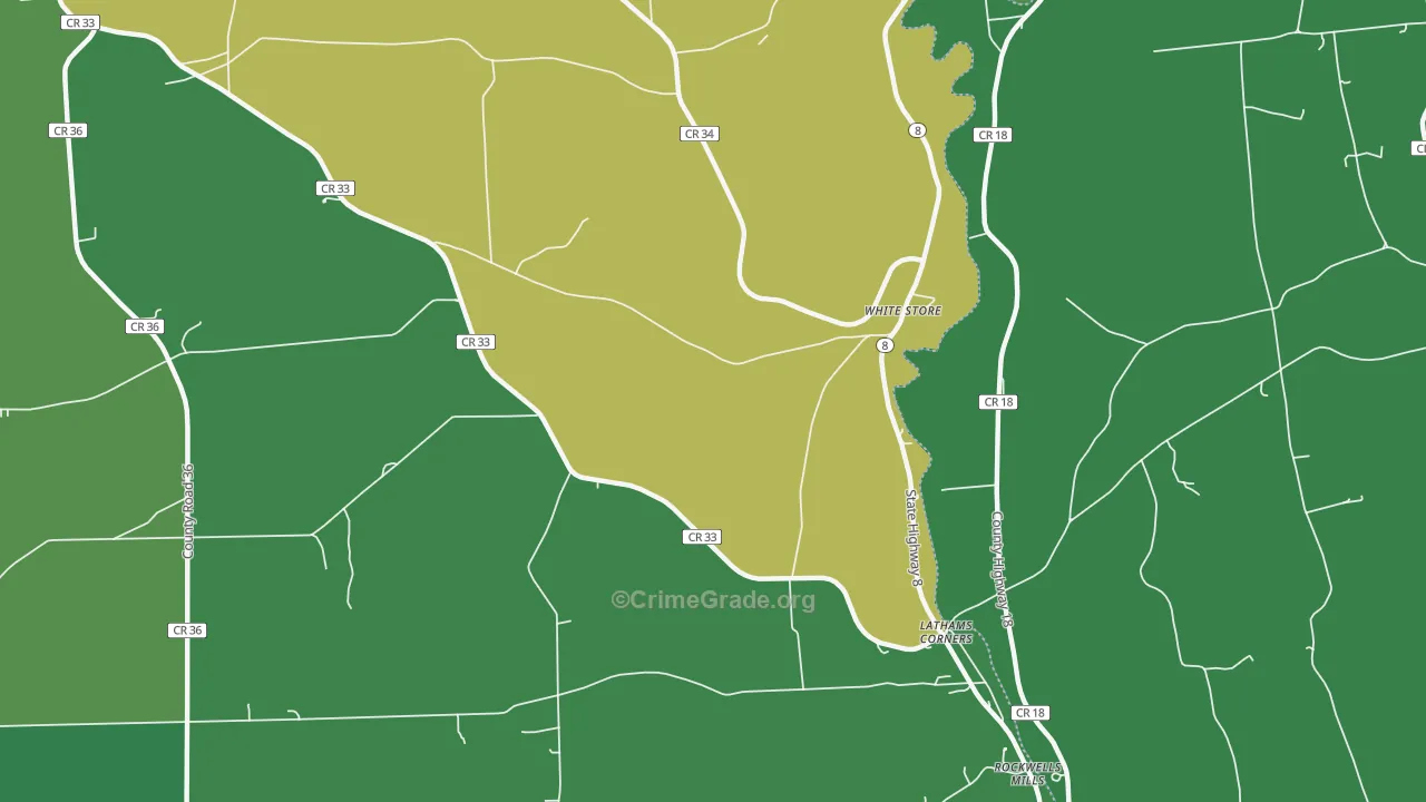 White Store, NY Map of Vehicle Theft Rates
