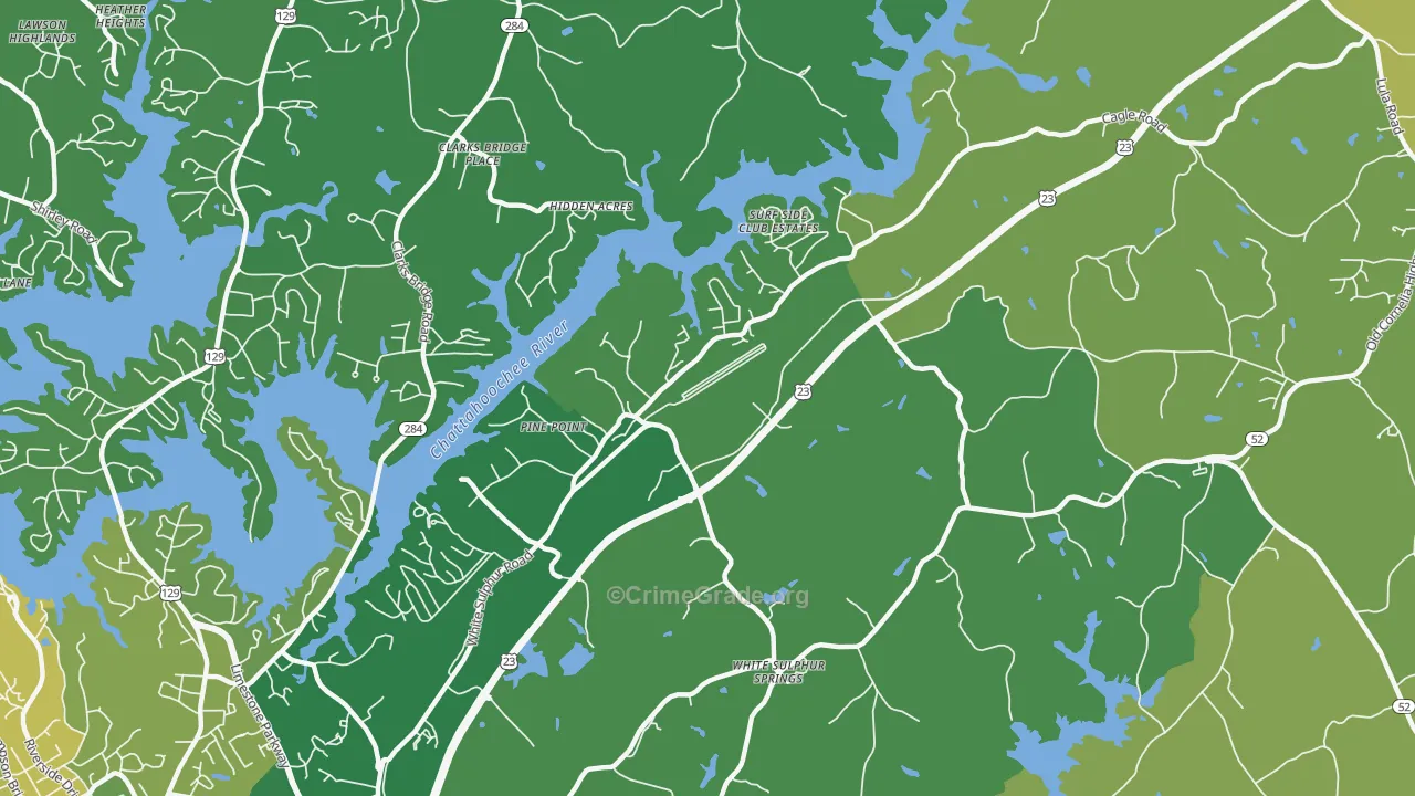 White Sulphur, GA Map of Vehicle Theft Rates
