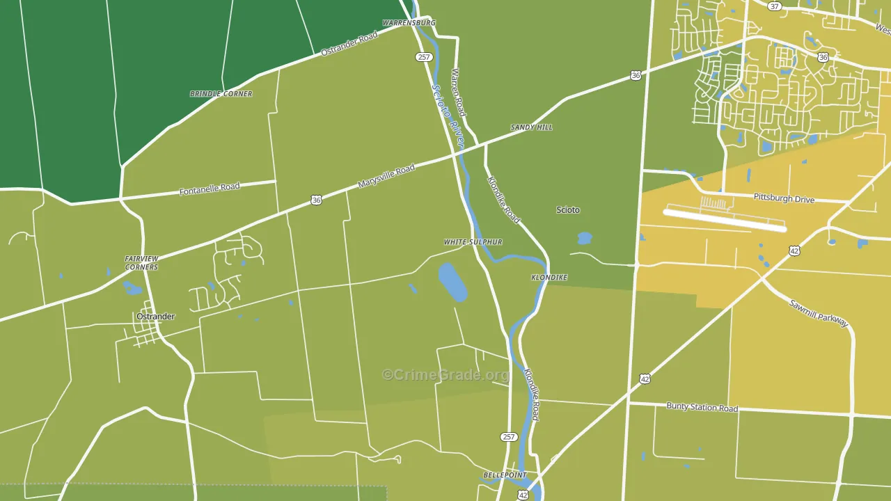 White Sulphur, OH Map of Vehicle Theft Rates