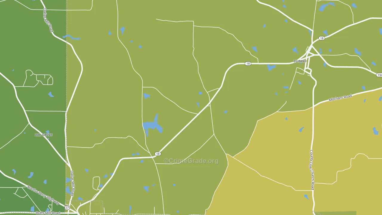 White Sulphur Springs, GA Map of Vehicle Theft Rates