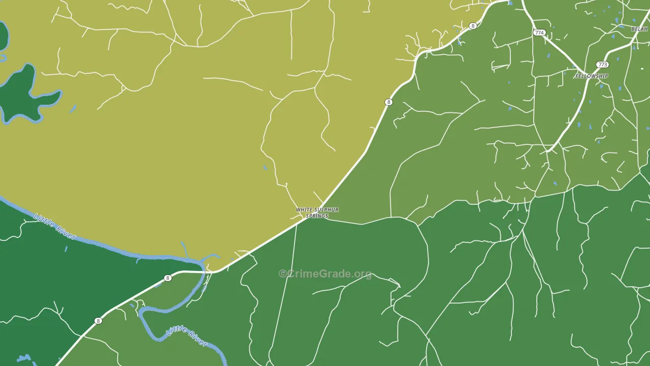 White Sulphur Springs, LA Map of Vehicle Theft Rates