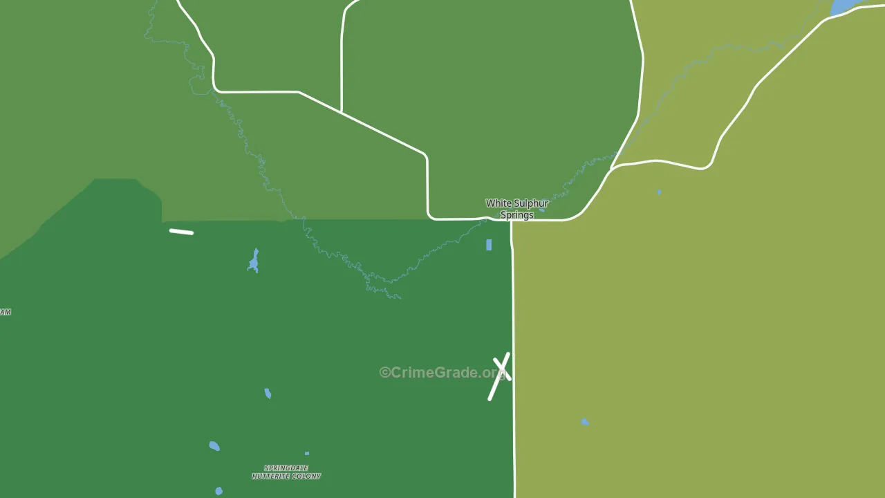 White Sulphur Springs, MT Map of Vehicle Theft Rates
