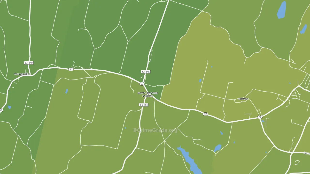 White Sulphur Springs, NY Map of Vehicle Theft Rates