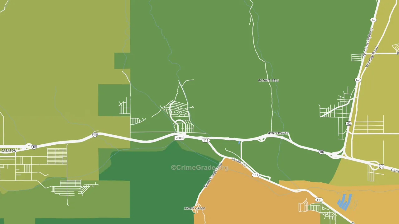 White Water, CA Map of Vehicle Theft Rates