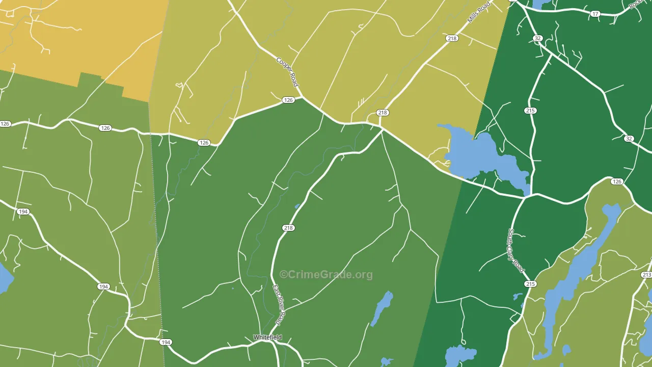 Whitefield, ME Map of Vehicle Theft Rates