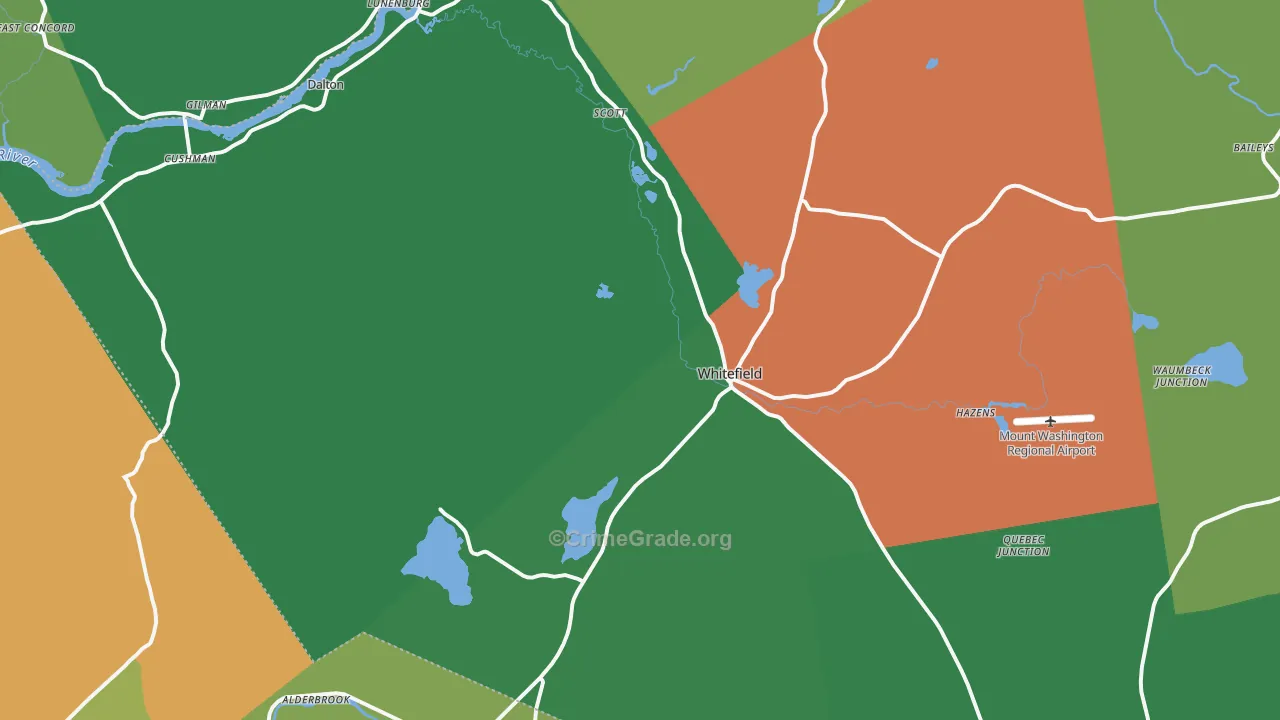 Whitefield, NH Map of Vehicle Theft Rates