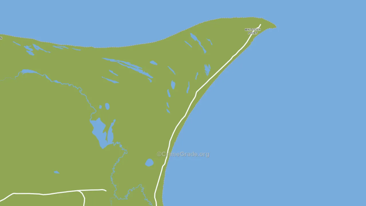 Whitefish Point, MI Map of Vehicle Theft Rates