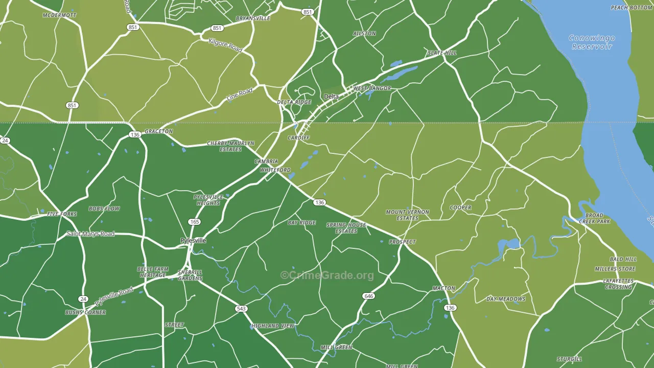 Whiteford, MD Map of Vehicle Theft Rates