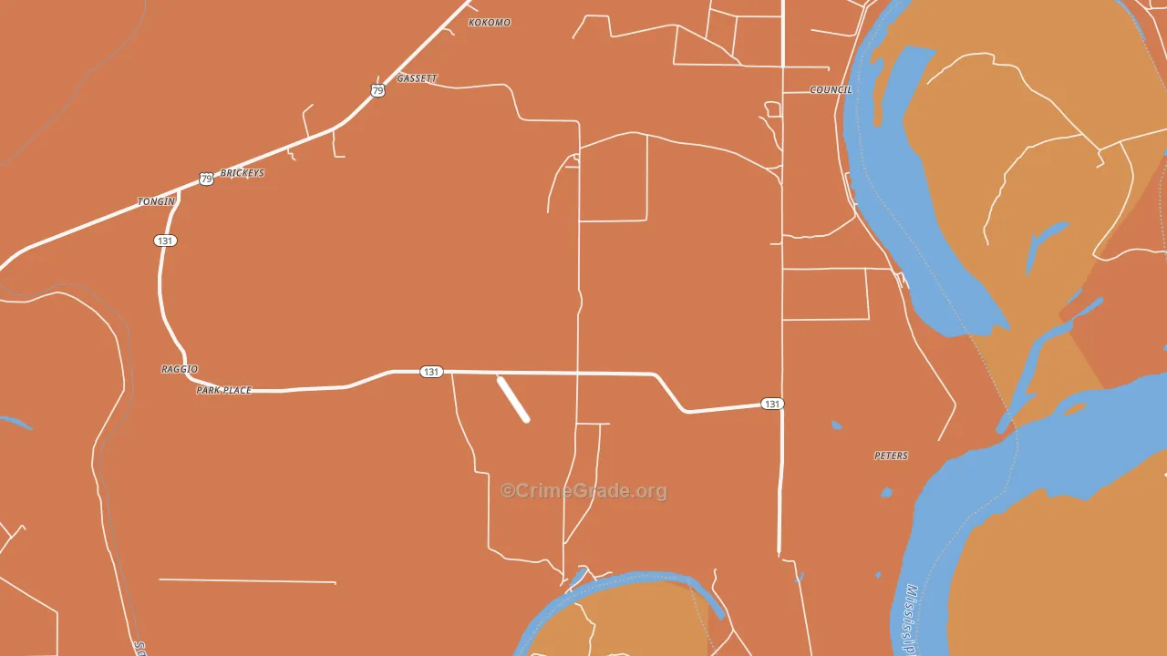 Whitehall, AR Map of Vehicle Theft Rates