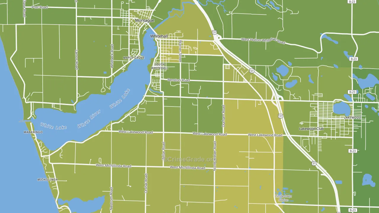 Whitehall, MI Map of Vehicle Theft Rates