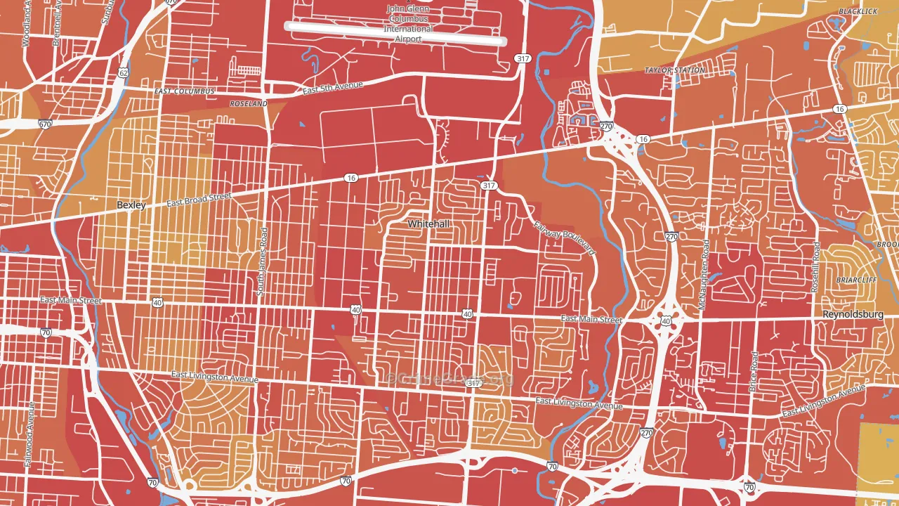 Whitehall, OH Map of Vehicle Theft Rates