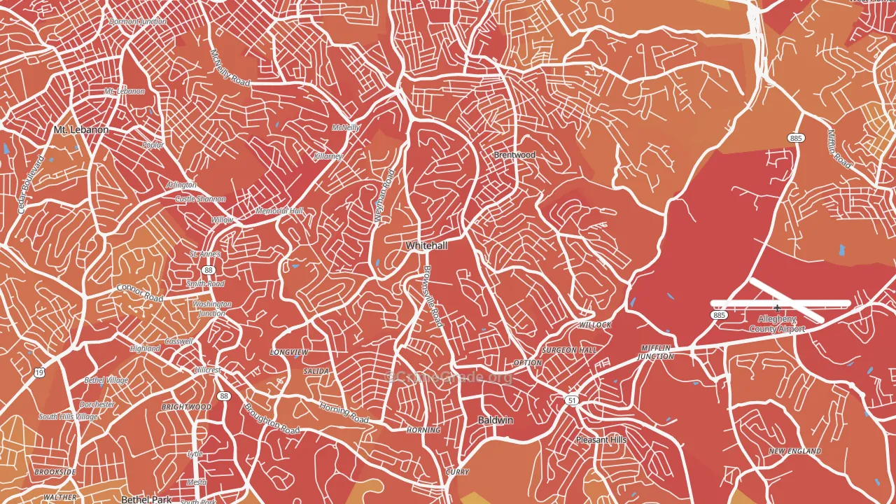 whitehall, Pittsburgh, PA Map of Vehicle Theft Rates
