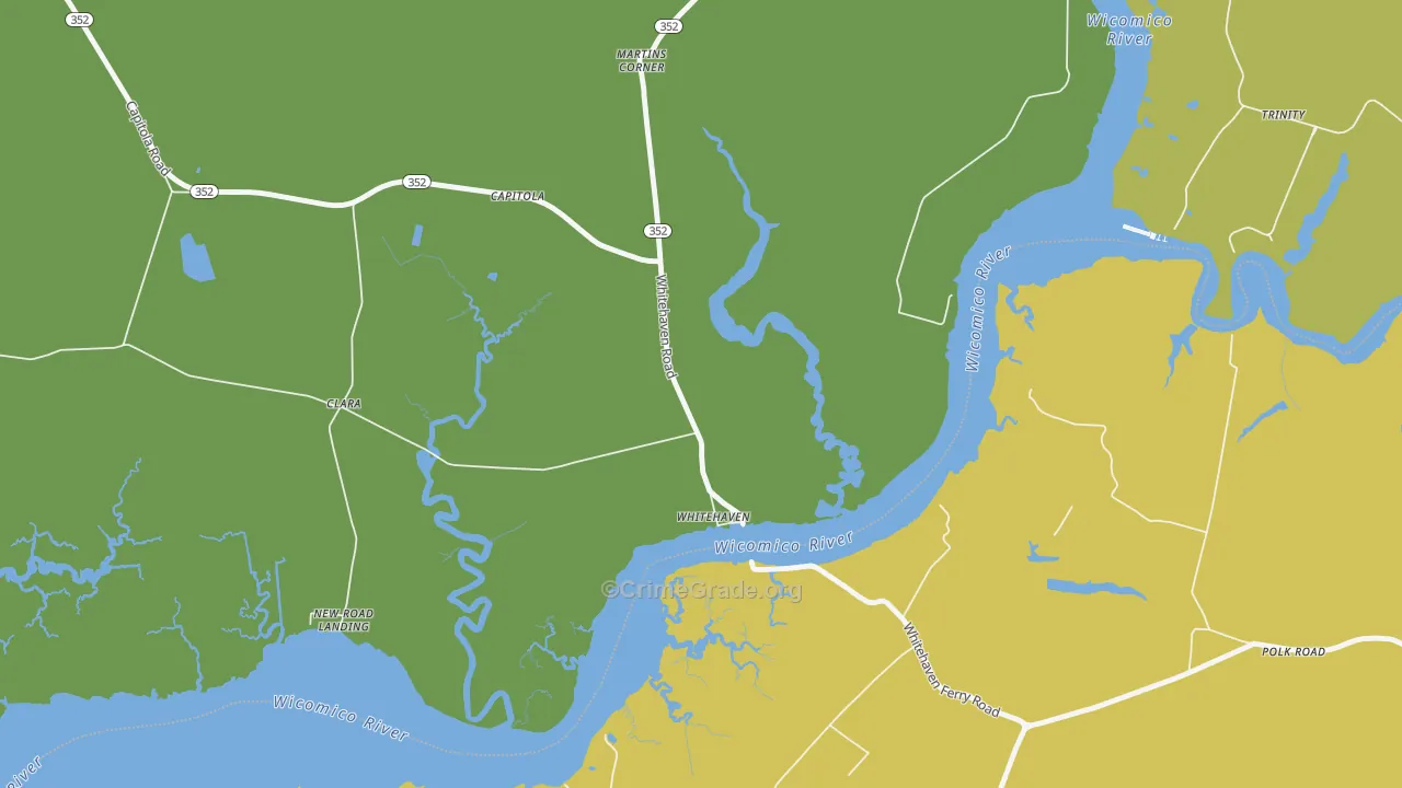 Whitehaven, MD Map of Vehicle Theft Rates